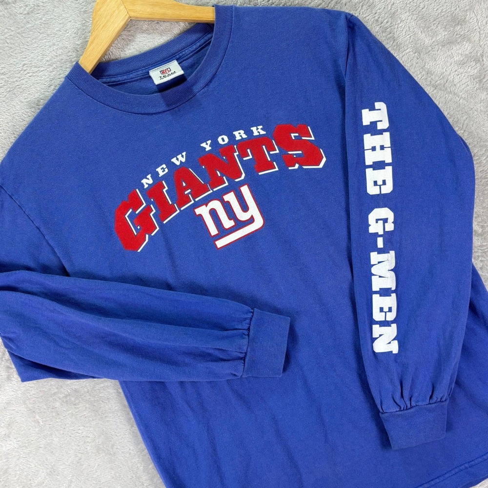 NFL Team Apparel Men's New York Giants Blue Long Sleeve Shirt The G-Men Sz M‎